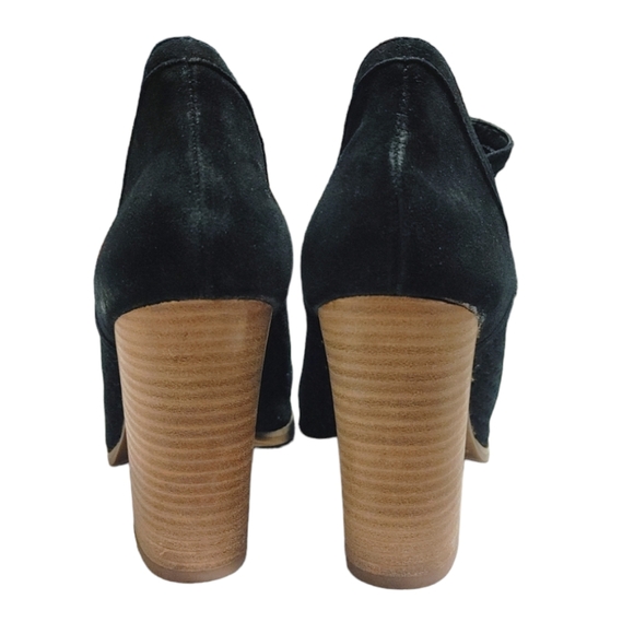 Lucky Brand Black Suede Leather Peep Toe High Heel Bootie Women's Size 9.5 - Picture 5 of 9